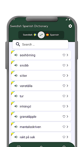 Swedish - Spanish dictionary Screen 2