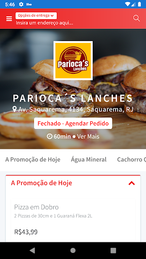 Android application Parioca´s Lanches screenshort