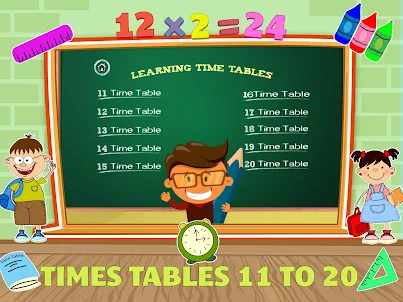 Times Table 11 to 20 Game Kids