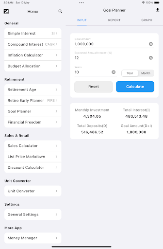 Captura de pantalla de Financial Calculator EMI, SIP