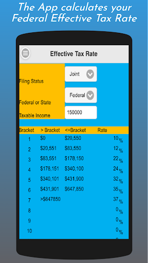 Android application Effective Tax Rate Fed/State screenshort