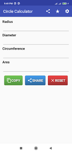 Android application Circle Calculator screenshort