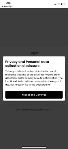 Android application Hurryio Driver screenshort