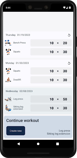 Log4Fit Screen 2