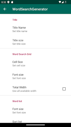 Word Search Generator Screen 2