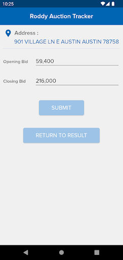 Roddy Auction Tracker Screen 3