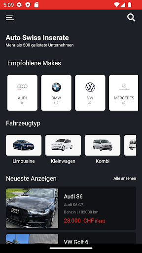Android application Auto Swiss Inserate screenshort