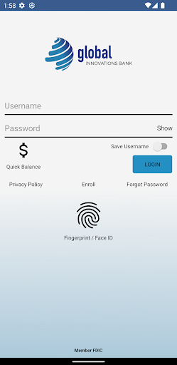 Android application Global Innovations Bank screenshort