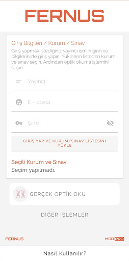 Android application FERNUS Optik Okuyucu screenshort