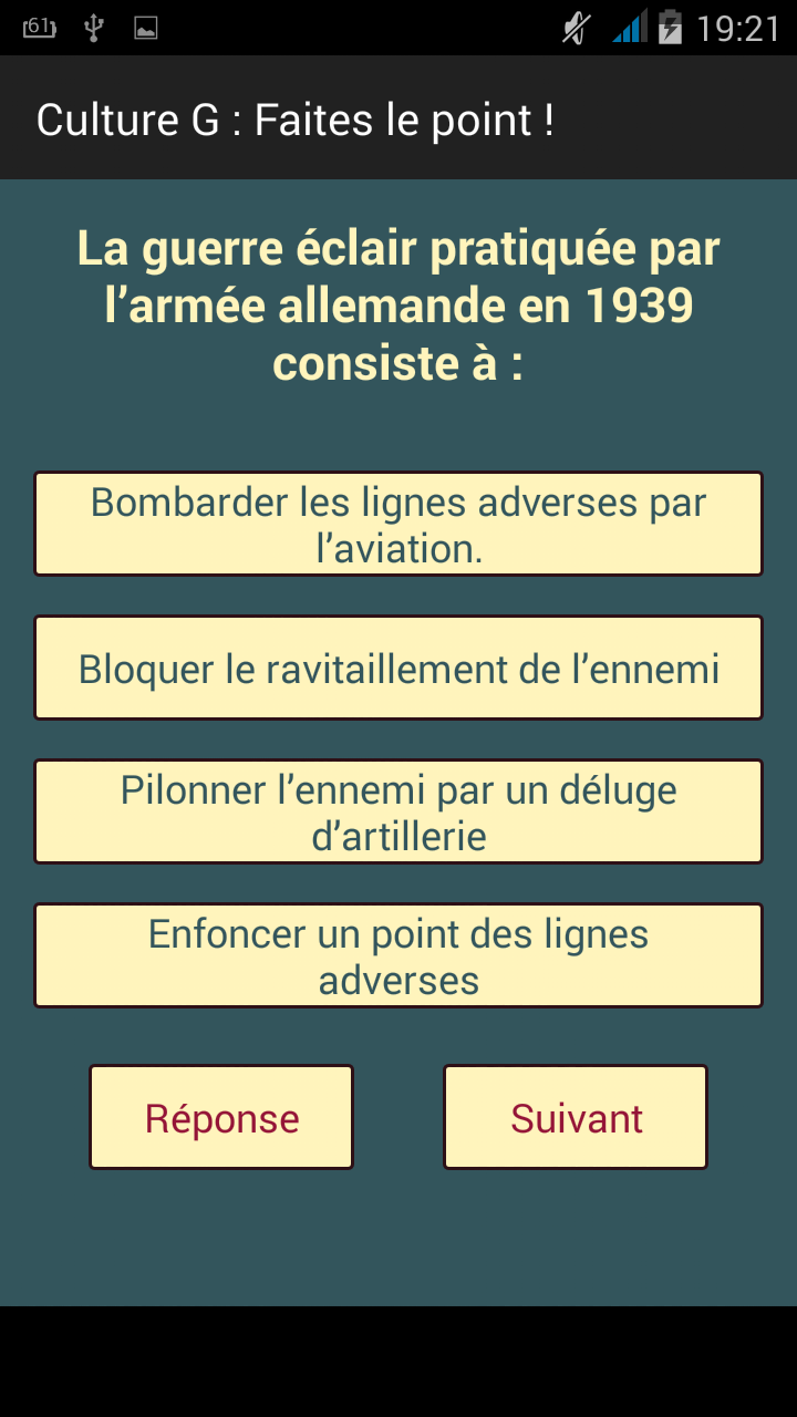 Android application Culture-G : Faites le point ! screenshort
