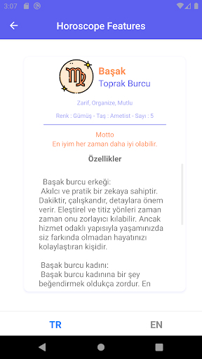 Virgo Zodiac EN/TR Screen 3