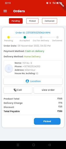 Android application SUGUNA DELIVERY BOY screenshort