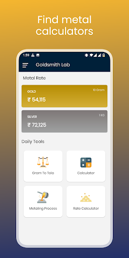 Android application Goldsmith Lab - Gram to tola screenshort