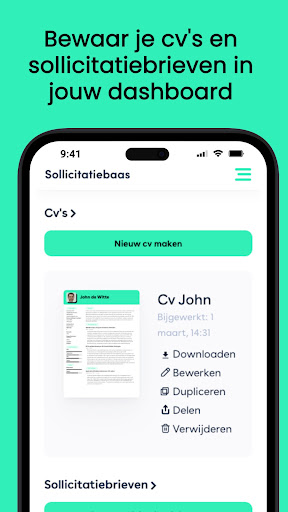 Sollicitatiebaas CV maker Screen 2