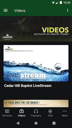 Cedar Hill Church App Screen 2