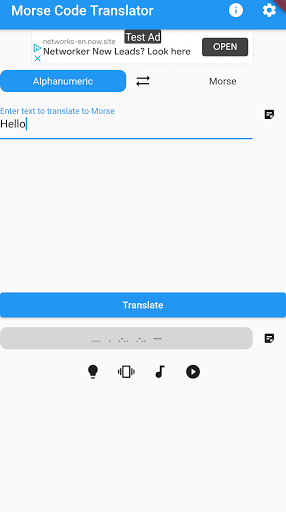 Android application Morse Code Translator screenshort