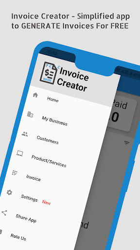 Android application Invoice Creator screenshort