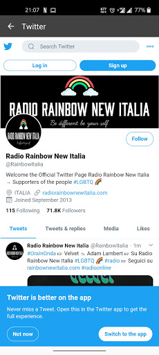 Android application Radio Rainbow New Italia screenshort