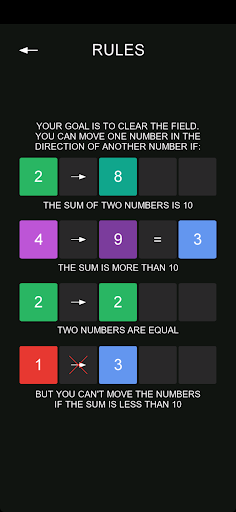 Android application Equals 10 The Puzzle Game screenshort