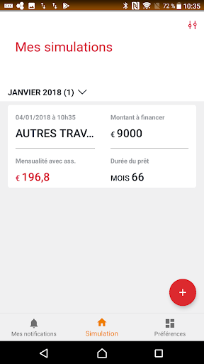 Android application Simulateur Projexio screenshort