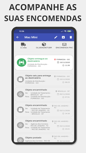 Android application Rastrear Encomendas Correio screenshort