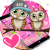 Pink Cute Owl Cartoon Theme icon