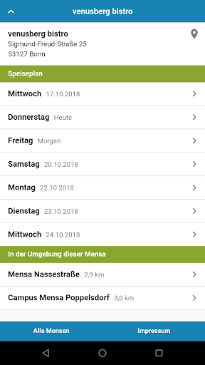 Android application Mensa Bonn screenshort