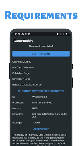 Android application Game Buddy screenshort