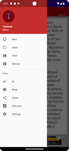 Android application WordPad Textnote screenshort