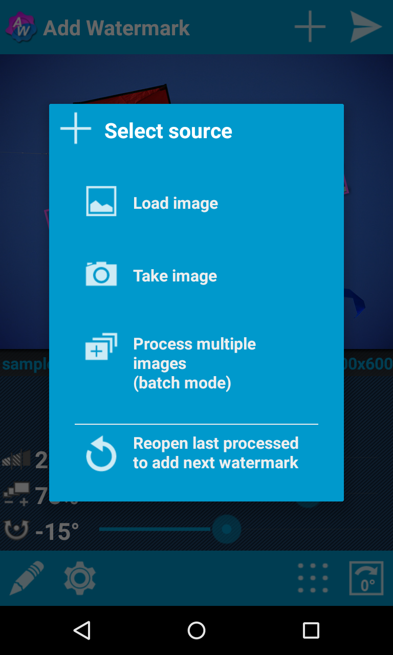 Android application Add Watermark screenshort