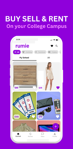 Android application rumie: College thrift shopping screenshort