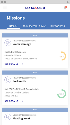 Android application AXA Go&Assist screenshort
