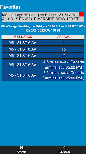 New York MTA Bus Time Tracker Screen 2