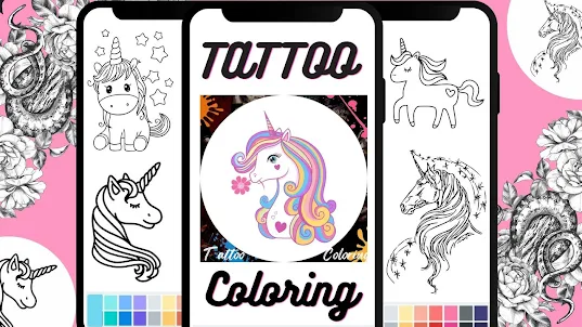 Tattoo Unicorn Coloring Book