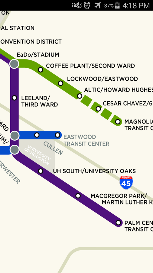 Android application Houston Light Rail Map screenshort