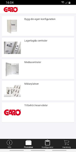Android application Garo centraler screenshort