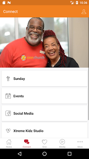 Zion Church Mobile App Screen 2