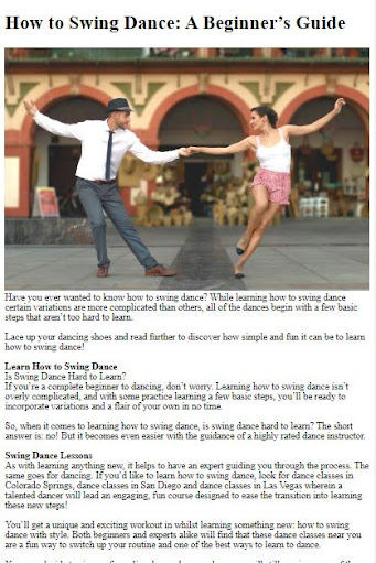 Android application How to Swing Dance screenshort