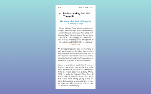ReYou-iCALLS Mental HealthApp Screen 2