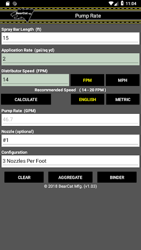 Spread Rate Calculator Screen 2
