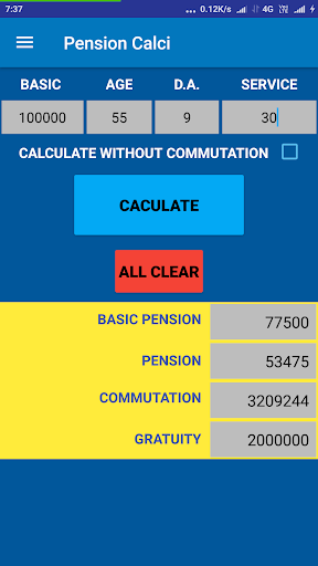 Pension Calci Screen 3