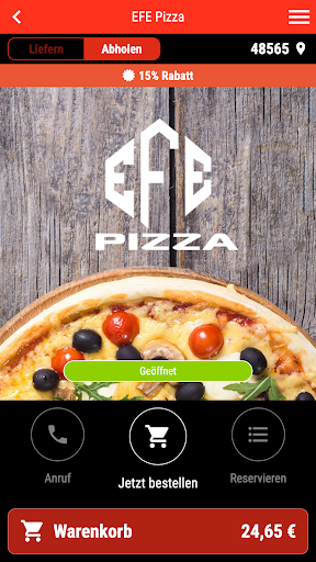Android application EFE Pizza screenshort