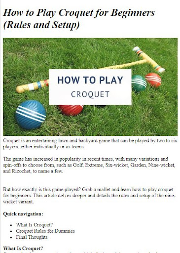 How to Play Croquet