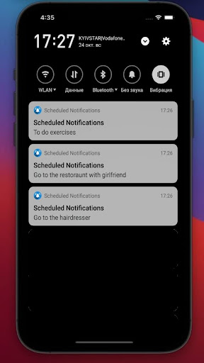 Scheduled Notifications Screenshot