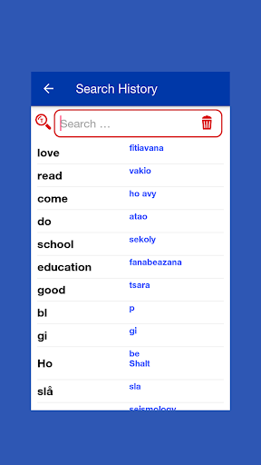 English to Malagasy Dictionary Screen 3