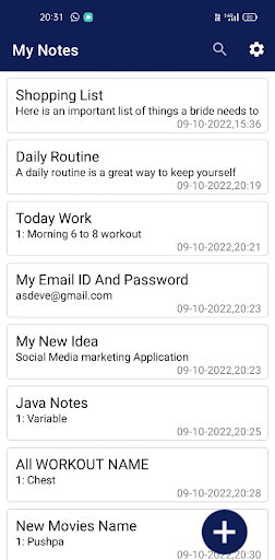 Android application My Notes screenshort