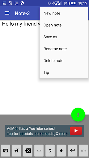 Android application Voice Notebook speech to text screenshort