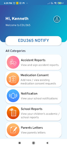EDU365 NOTIFY Screen 2