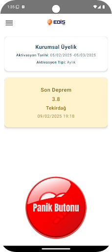 EDIS: Deprem Erken Uyarı ekran görüntüsü