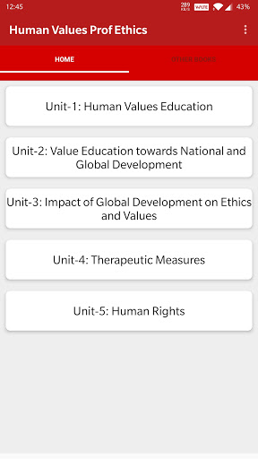Android application Human Values And Prof. Ethics screenshort